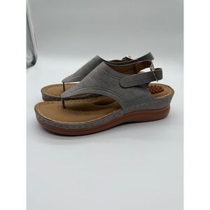 Tilocow Womens Grey Wedge Sandals Orthotic Slingback Thong Size‎ 9.5